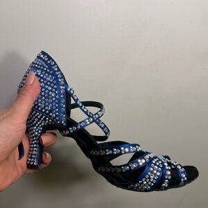 Blue Salsa Latin Dance Ballroom Shoe Jeweled